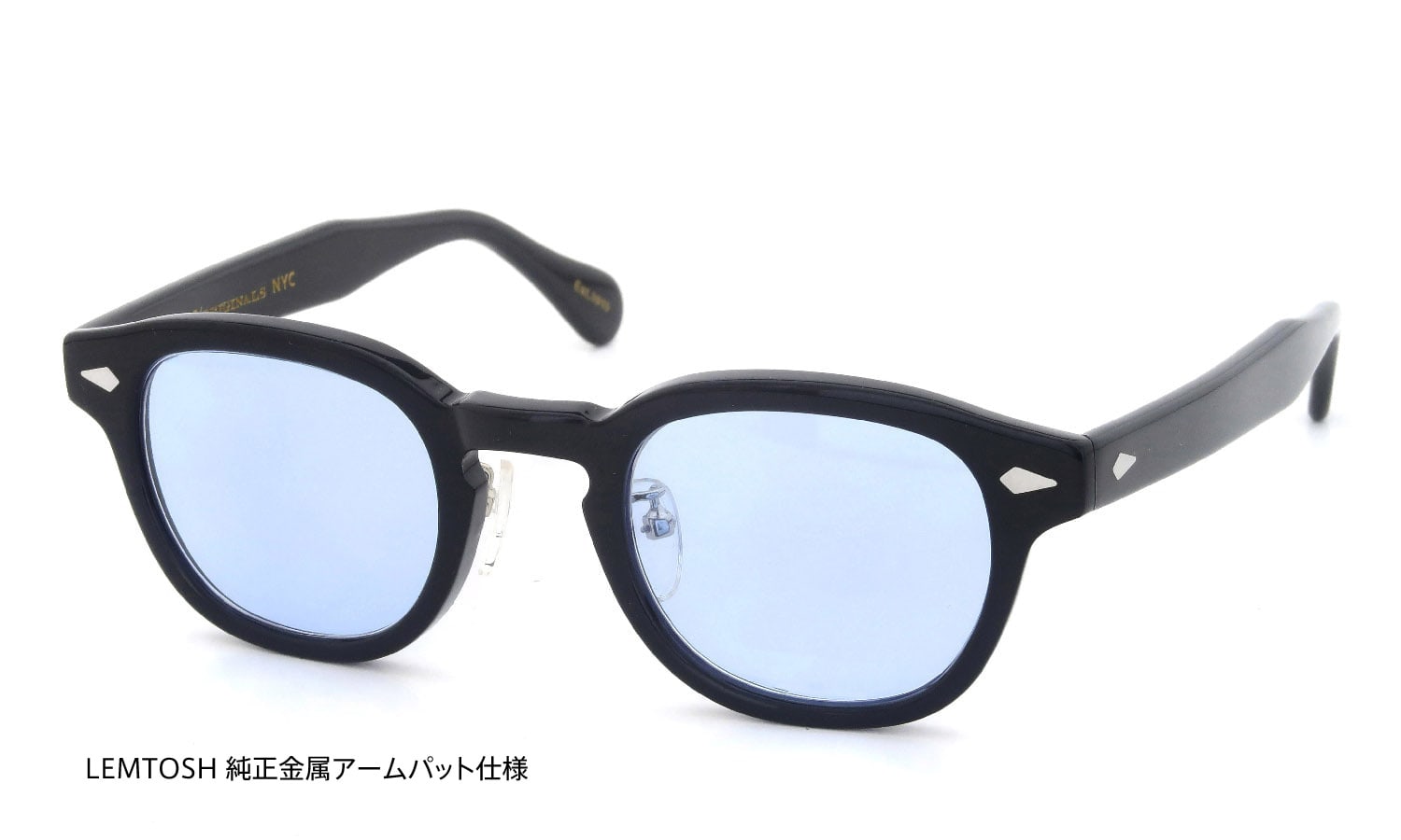 【極美品】日本限定 モスコット ミルゼン 46 ブラック ライトブルーレンズ純正メガネクロス